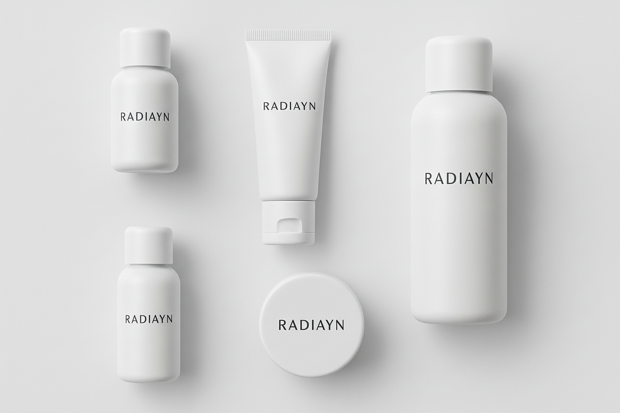 beige matte Radiayn travel size products