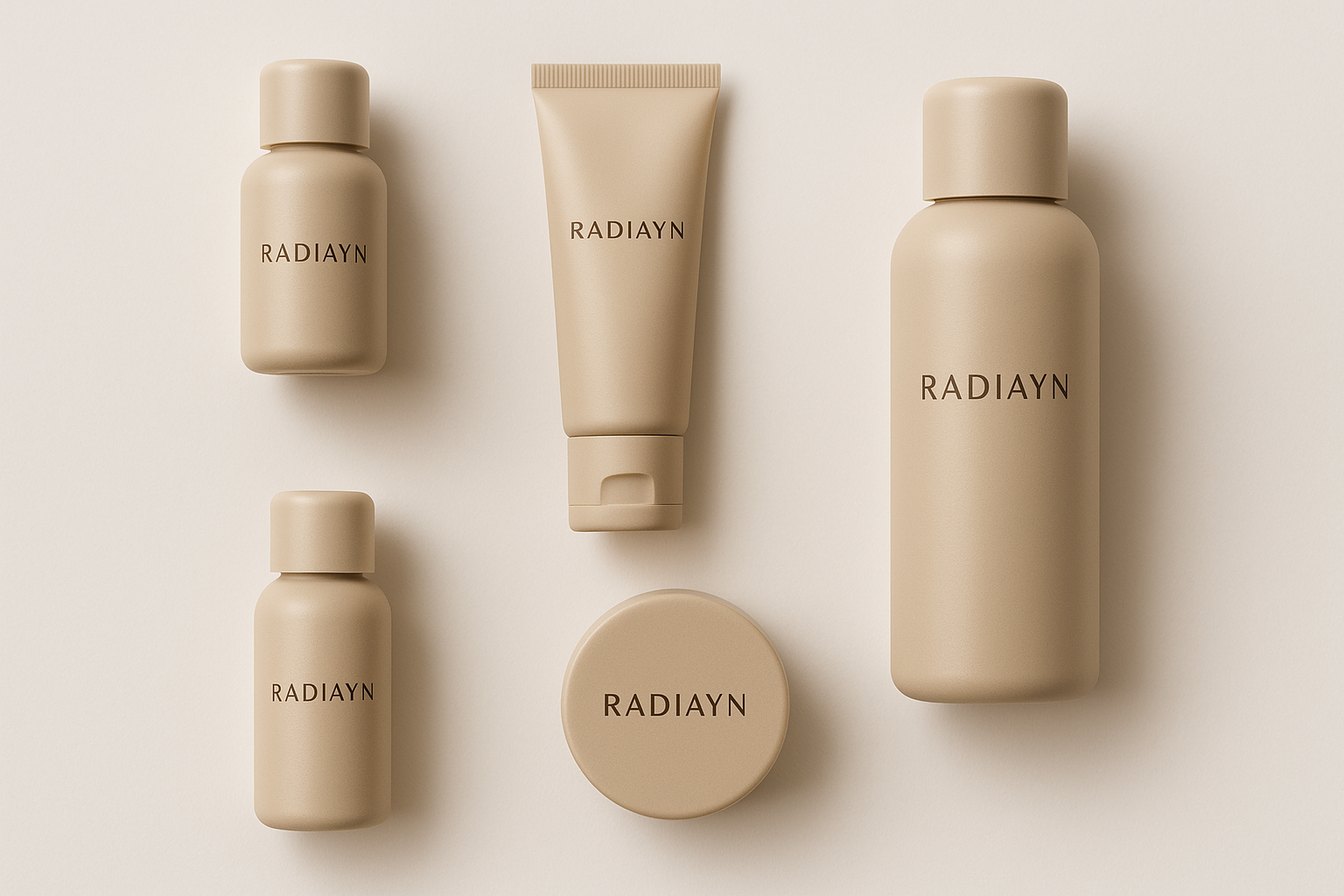beige matte Radiayn travel size products